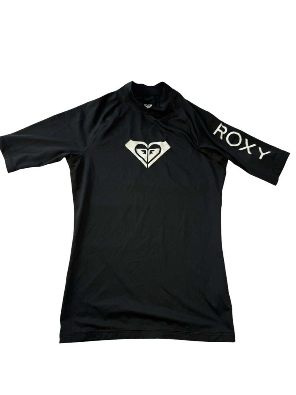 ROXY Rashguard Rash Guard Shirt Black White Logo.  Size Women's Small.